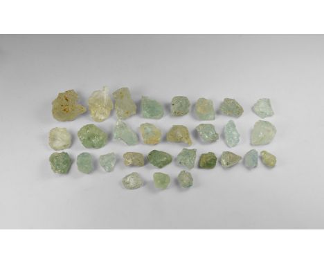 A group consisting of twenty nine pieces of blue to aqua gemmy aquamarine weighing one hundred grams. From the historic ‘Vict