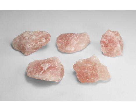 Group of five richly coloured pieces of rose quartz, from South Africa. Found South Africa; from the historic ‘Victorian Muse