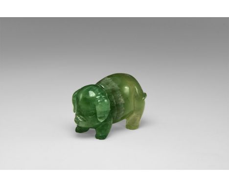 A fine carving of a pig, in green banded fluorite From the historic ‘Victorian Museum’ collection of Gregory, Bottley & Lloyd
