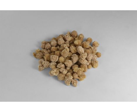 Group of one hundred 'Desert Rose' crystalline gypsum specimens with sand grain inclusions, mostly of single spheroid form, s