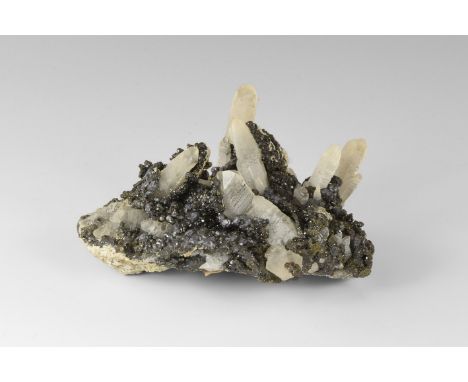 An interesting specimen of quartz, galena, sphalerite, and rhodochrosite from the famous Trep?a, Serbia, region north of Koso