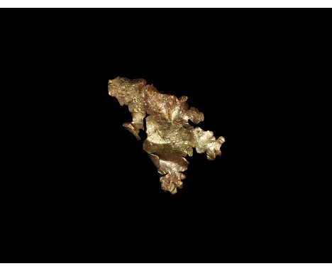 A specimen of natural vein gold, mounted in a plastic display case. From the historic ‘Victorian Museum’ collection of Gregor
