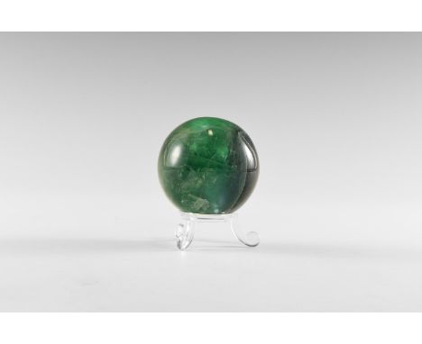 An attractive sphere of principally green fluorite with purple areas, with various internal reflective surfaces. From the his