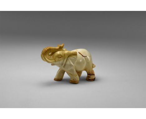 An elephant nicely carved in tan and cream jasper. From the historic ‘Victorian Museum’ collection of Gregory, Bottley & Lloy