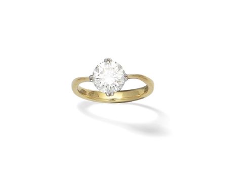 DIAMOND SINGLE-STONE RINGSet with a brilliant-cut diamond, mounted in 18 carat gold,  diamond approx. 2.25cts, European Conve