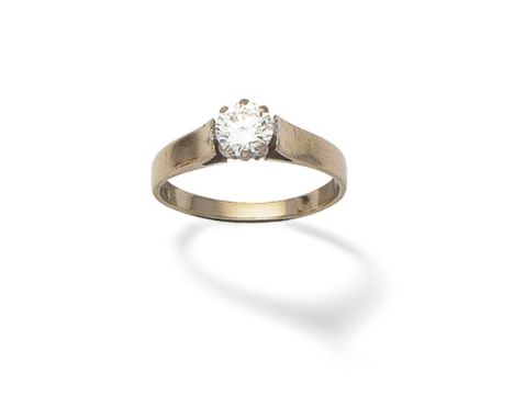 DIAMOND SINGLE-STONE RINGSet with a brilliant-cut diamond, mounted in 18 carat white gold, diamond approx. 0.70ct, London hal