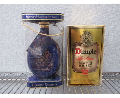 Dimple 12 years old Scotch whisky 75cl, boxed, Dimple 12 years old ceramic decanter 75cl, boxed (2)
