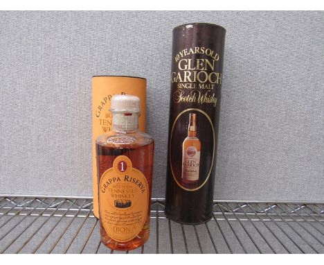 Sibona Grappa Riserva Tennessee whiskey wood finish, 50cl in tube, Glen Garioch 10 years old single Malt whisky in tube (2)