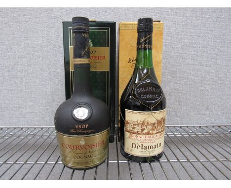 Delamain Pale and Dry tres belle grande Champagne Cognac 700ml, Courvoisier VSOP Cognac 70cl boxed (2)