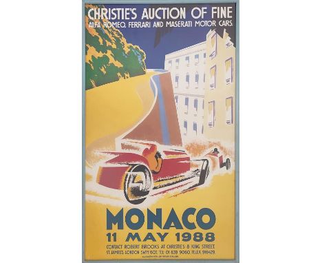 'MONACO, 11 May 1988, 'Auction of Fine Alfa Romeo, Ferrari and Maseratti, Motor Cars', &amp; three others, screenprints, 75cm