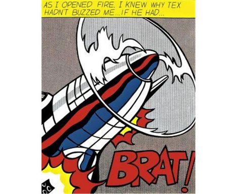 ROY LICHTENSTEIN (1923-1997), 'As I opened fire (s. 9208)', offset lithograph (triptych), in yellow, red, blue and black on w