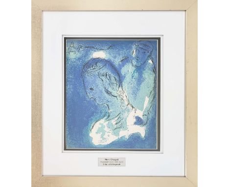 MARC CHAGALL, 'Abraham and Sarah' lithograph, 32cm x 25cm, framed. 