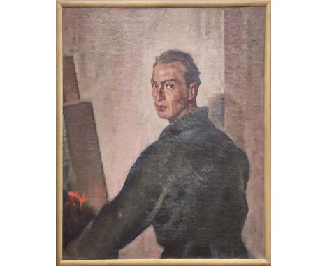 GAETANO SPARACINO, 'Self portrait', oil on canvas, 82cm x 66cm, framed. 
