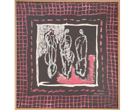 HENRY MOORE OM, CH, FBA (British, 1898-1986) 'Three Standing Figures', silk design on scarf, signed in the plate, reference: 