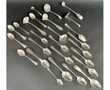 A selection of silver flatware mainly teaspoons and coffee spoons, 19 ozs approximately 