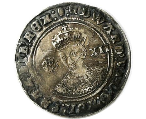 Edward VI, 1547-58. Shilling, mm. Tun. Fine Silver Issue, 1551-3. Facing portrait 