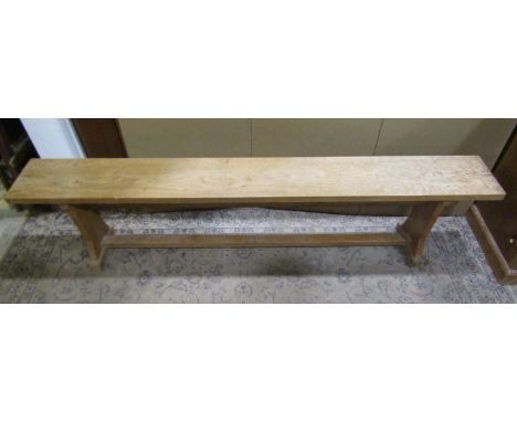 A pale oak refectory bench, 45cm high, 86 x 25cm. 