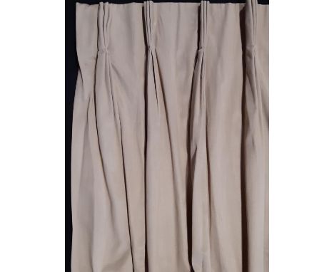 4 pairs good quality bespoke made curtains in 'Strata Spice' satin fabric by Hardy, lined with triple pleat heading. Sizes as