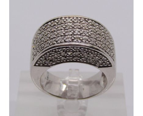 9ct white gold pave set diamond cocktail ring, size S, 13.3g (total approx 1.5ct) 