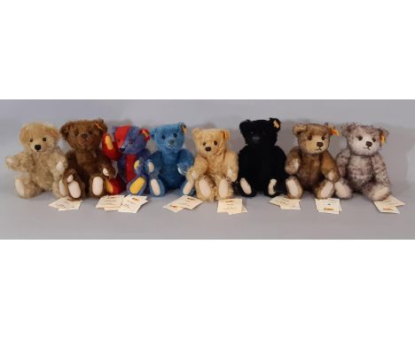 Complete set of 8 'The Centenary Collection' Steiff teddy bears with original cloth bags and Danbury Mint numbered certificat