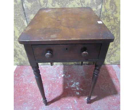 19th century cottage table with frieze drawer on turned supports.56cm maximum 