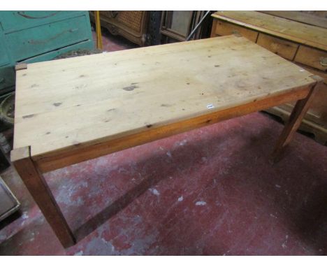 A pale pine kitchen table, 76cm high, 167 x 84cm 