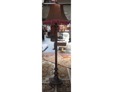 MAHOGANY STANDARD LAMP AND SHADE 