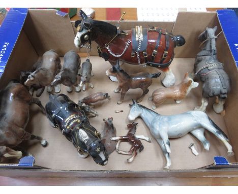 PARCEL OF VARIOUS CERAMIC HORSES, ETC. 