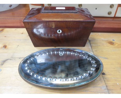 TEA CADDY AND TWO MIRRORED STANDS 