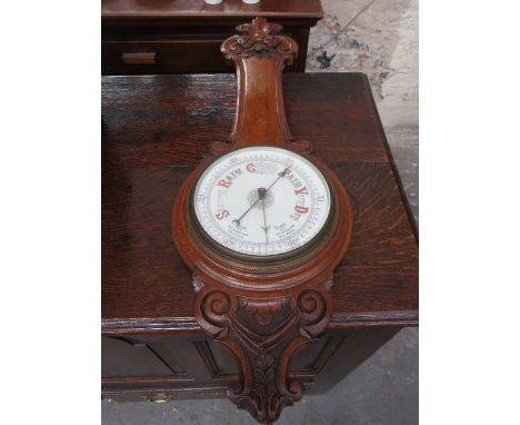 OAK CASED ANEROID BAROMETER (AT FAULT) 