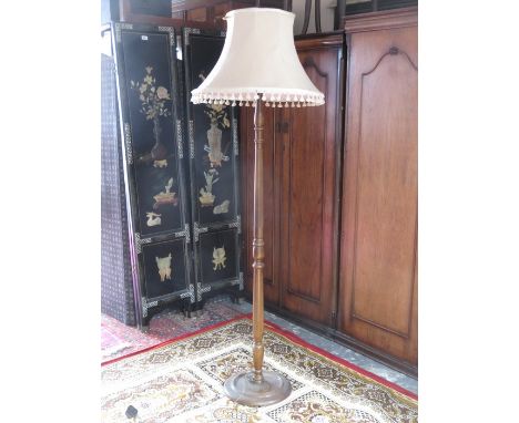 MAHOGANY STANDARD LAMP AND SHADE