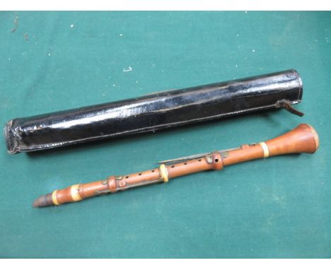 LEATHER CASED BOXWOOD AND IVORY MOUNTED CLARINET BY METZLER &amp; CO, LONDON 