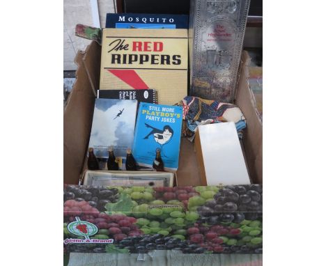 MIXED LOT INCLUDING VOLUMES, MINIATURE GUINNESS BOTTLES, ROYAL HIGHLANDER CERAMIC DECANTER, ETC. 