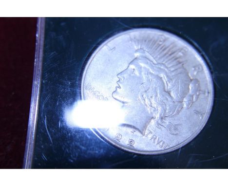 A 1922 silver American peace dollar 