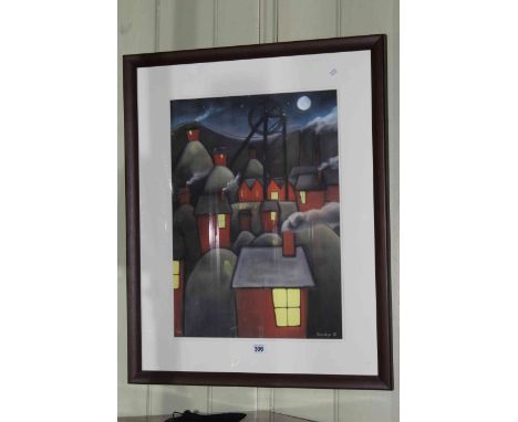 John William Smith (Smudge), Night Houses, giclee print, number 4 of 50, image 54cm by 39cm, framed.