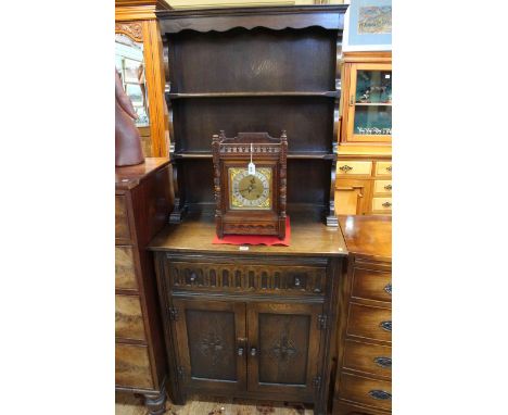 Neat oak shelf back dresser, 172cm by 76cm by 43cm.