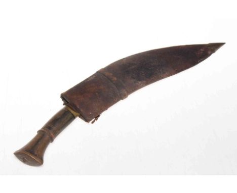 Kukri knife with leather scabbard, 41cm overall length.