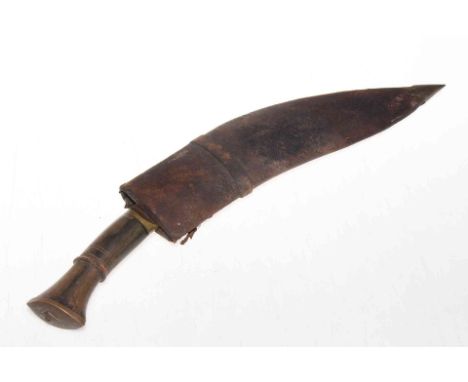 Kukri knife with leather scabbard, 41cm overall length.