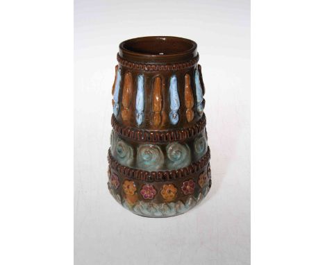 Linthorpe Pottery Chr. Dresser vase with monogram for Arthur Fuller and shape no. 198, 18cm.