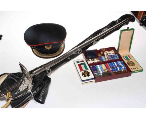 ERII Royal Engineers dress sword, together with cap and medals (awarded to LT M. C. McCabe RE - Northern Ireland and MAJ M. C