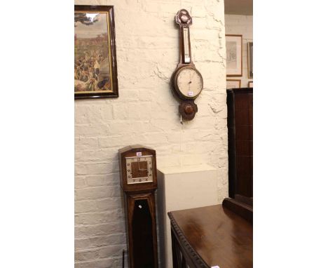 1930's oak Grandmother clock and oak barometer (2).