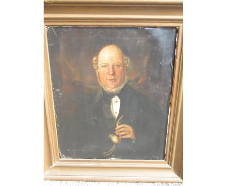 English School (C19th); Portrait of Thomas Myring, head and shoulders, with pipe and watch chain, oil on canvas, 76cm x 63cm 