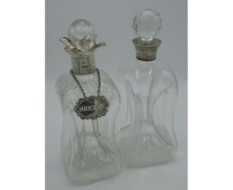 Victorian waisted glass decanter, hallmarked silver collar by Cornelius Desormeaux Saunders &amp; James Francis Hollings (Fra