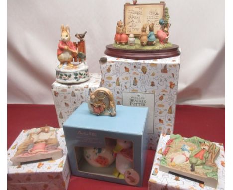 Border Fine Arts World of Beatrix Potter, tableau no. 0488 of 2000, sculpted by Richard Wawrzesta, BFA Peter Rabbit shoveling
