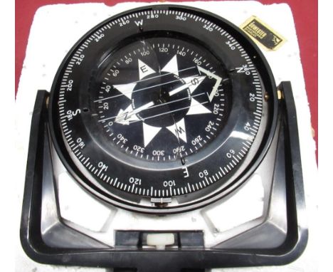 Sowester gimbal boat compass in black polyurethane mount in original polystyrene casing, overall W19cm 