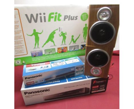 Panasonic DMR-EX 97 EB-K DVD recorder with twin HD tuner, Panasonic DVD-S500 EB-K DVD/CD player (boxed as new), Wii fit plus 