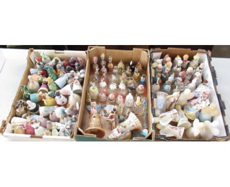Collection of ceramic and china bells inc. christmas decorations, figures of ladies, Native Americans, etc (3 boxes) 