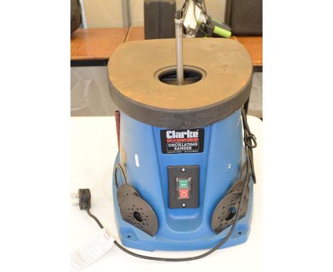 Clarke 'Woodworker' benchtop oscillating sander, model no COBS1 with sanding bobbins and accessories. 