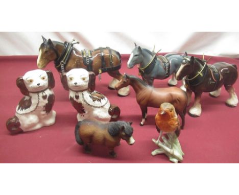 Goebel Robin makers mark and impressed CV100 1968, H13cm,  Royal Doulton Chestnut Gelding, black makers mark to base (A/F) H1