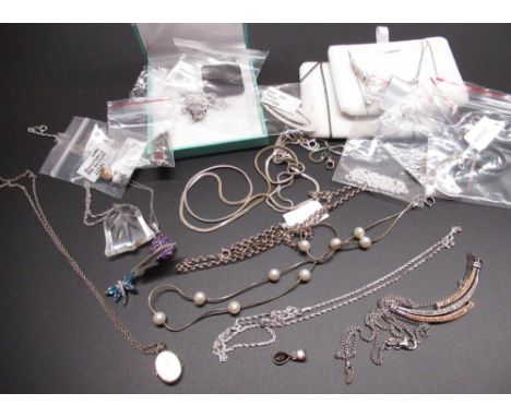 Collection of hallmarked Sterling silver thin chain necklaces, stamped 925, (gross 0.73ozt) and a collection of hallmarked st